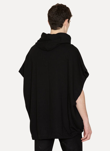 Black Linen Cotton Sleeveless Hooded Sweat
