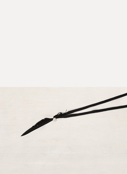 Necklace Ribbon Black Feather