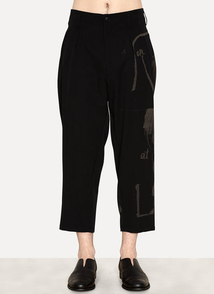 Wool Gabardine Suspender Pant Print