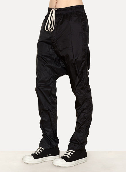 Black Nylon Drawstring Long Pant