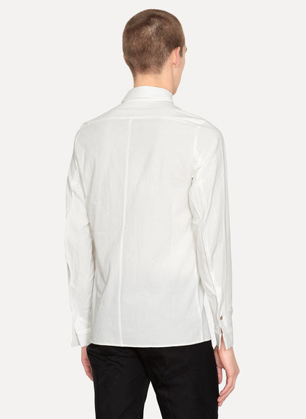 White Boiled Cotton One Pocket Shirt