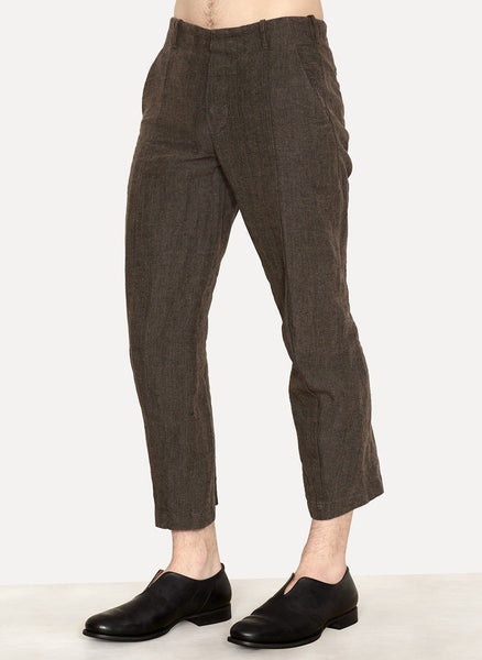 Ramie Linen Tailored Crop Curved Pants