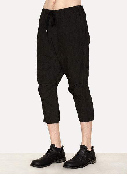 Black Linen Cropped Pants