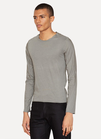 Grey Jersey Poplin Layered Long Sleeve