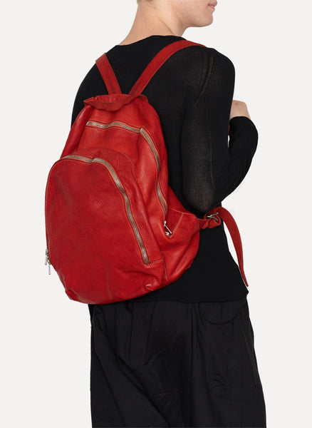 Red Soft Horse Leather Backpack