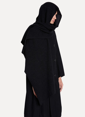 Long Angora Wool Hooded Scarf