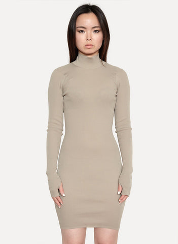 Ribbed Turtleneck Dress Desert Light