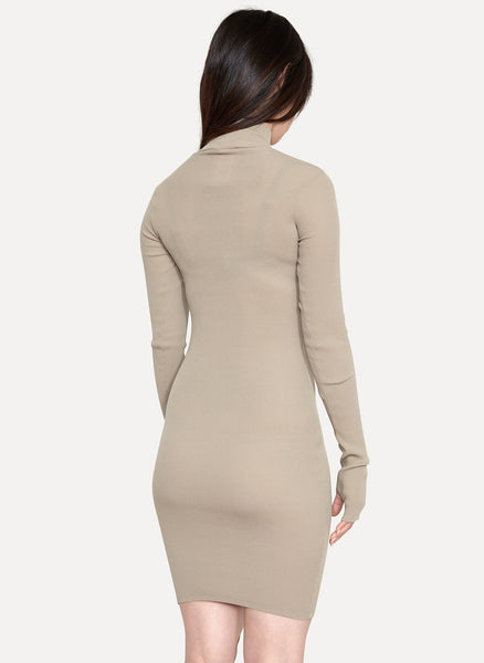 Ribbed Turtleneck Dress Desert Light