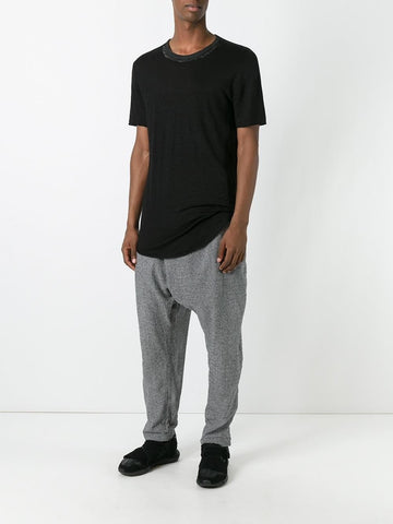 Filled Seam Black Linen Tshirt