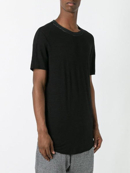 Filled Seam Black Linen Tshirt