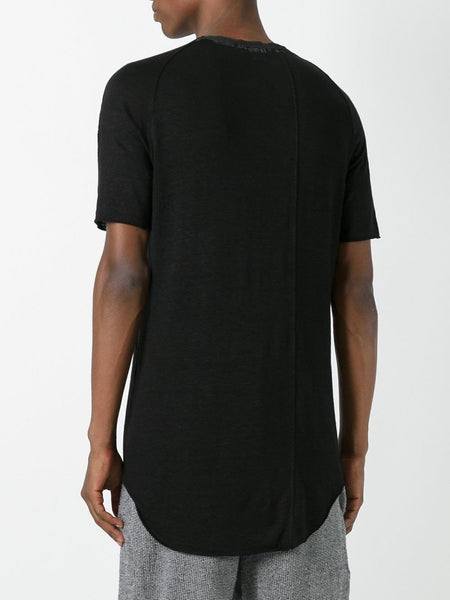 Filled Seam Black Linen Tshirt