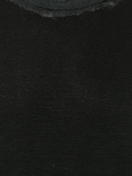 Filled Seam Black Linen Tshirt