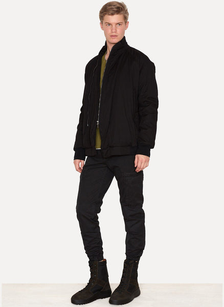 Black Wool Padded Bomber