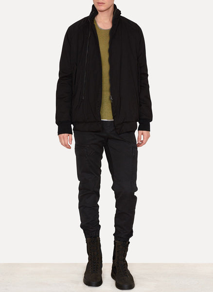 Black Wool Padded Bomber