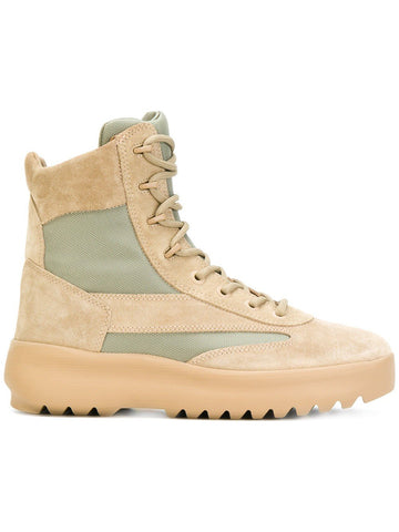 Taupe Thick Suede and Nylon Military Boot