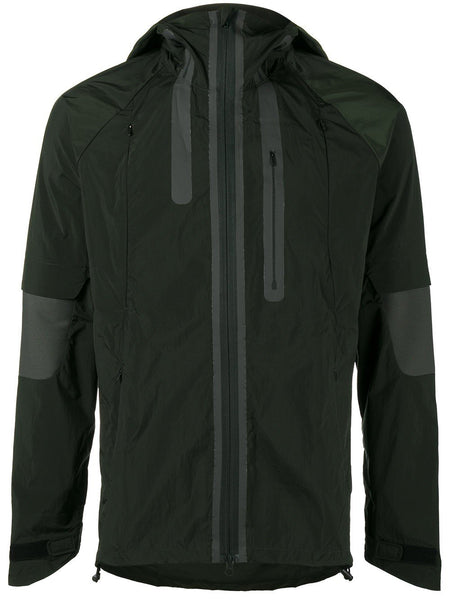 Dark Black Olive Nylon Hood Jacket