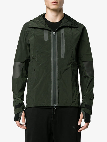 Dark Black Olive Nylon Hood Jacket