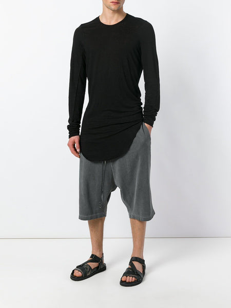 Cold Black Cotton Linen Shorts