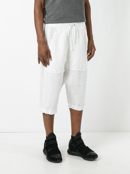 White Cotton Linen Shorts