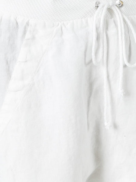 White Cotton Linen Shorts