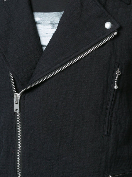 Black Burgundy Linen Cotton Perfecto Jacket