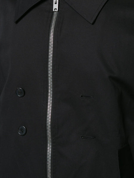 Black Cotton Linen Harrington Jacket