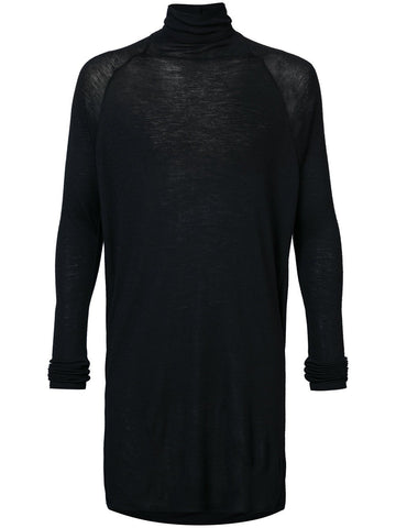 Black Wool Fine Rib Tee