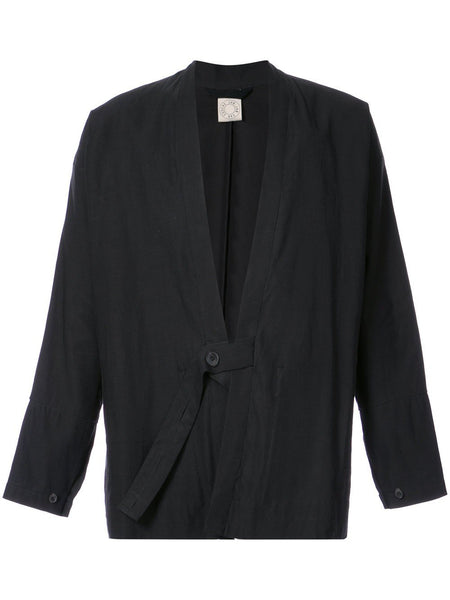 Black Paper Twill Kimono Blazer