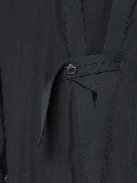 Black Paper Twill Kimono Blazer