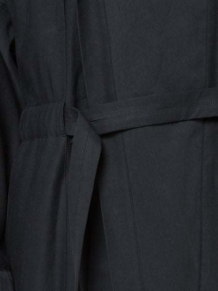 Black Paper Twill Hooded Trench Coat