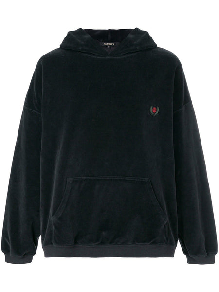 Calabasas Crest Velvet Hoodie Ash