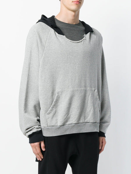 Heather Grey Rip Hoodie Ink