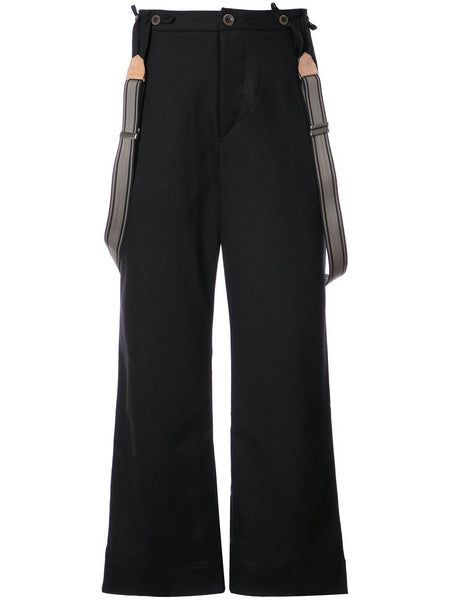 Unisex Wool Stretch Flannel Suspender Pants