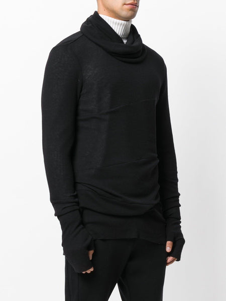 Draped Neck Jumper Black