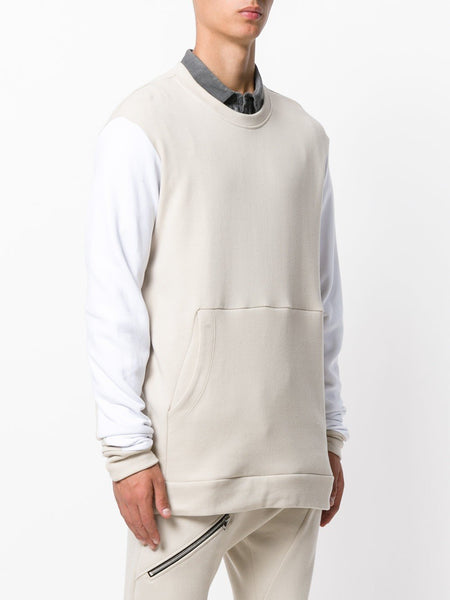 Contrast Sleeve Sweatshirt Beige