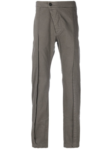 Diagonal Fly Slim Pant Olive